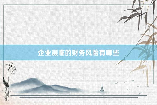 企业濒临的财务风险有哪些
